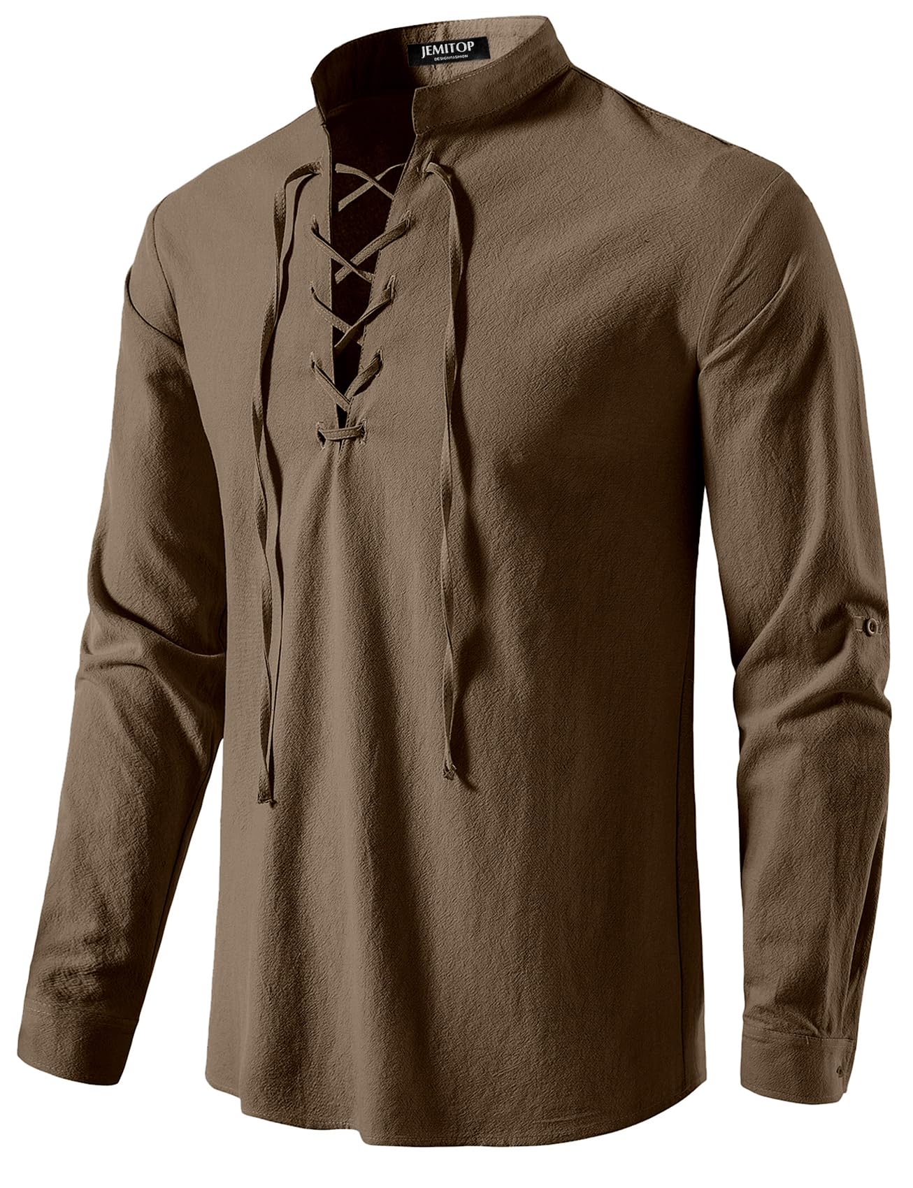 Men's Pure Cotton Retro Lace Up Shirts for Renaissance Pirate Viking Medieval