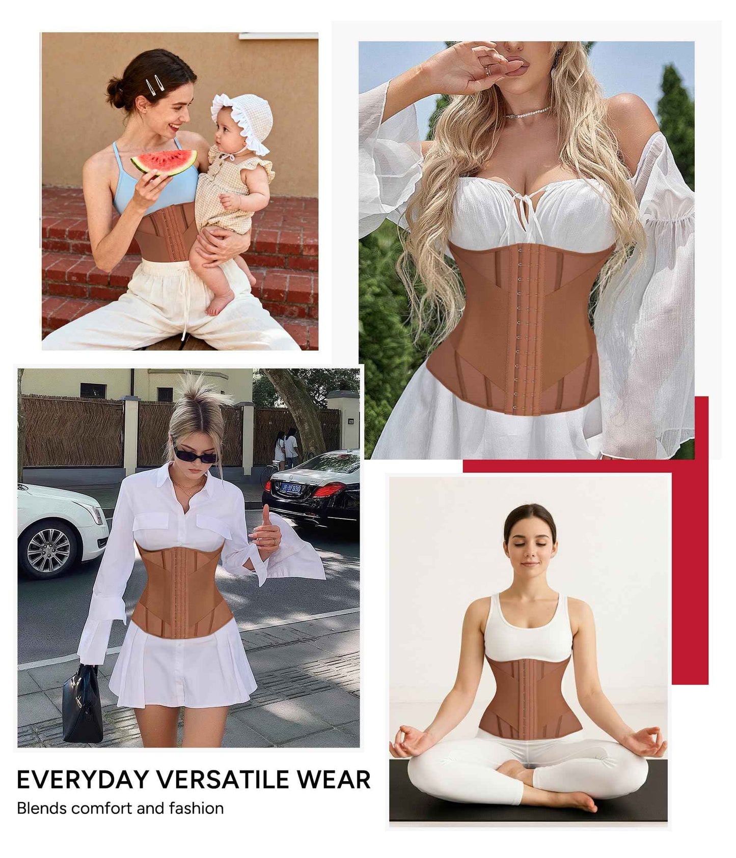 Nebility Waist Trainer for Women Corset Shapewear - Mesh Faja Body Shaper Waist Cincher Tummy Control Girdle Daily Wear