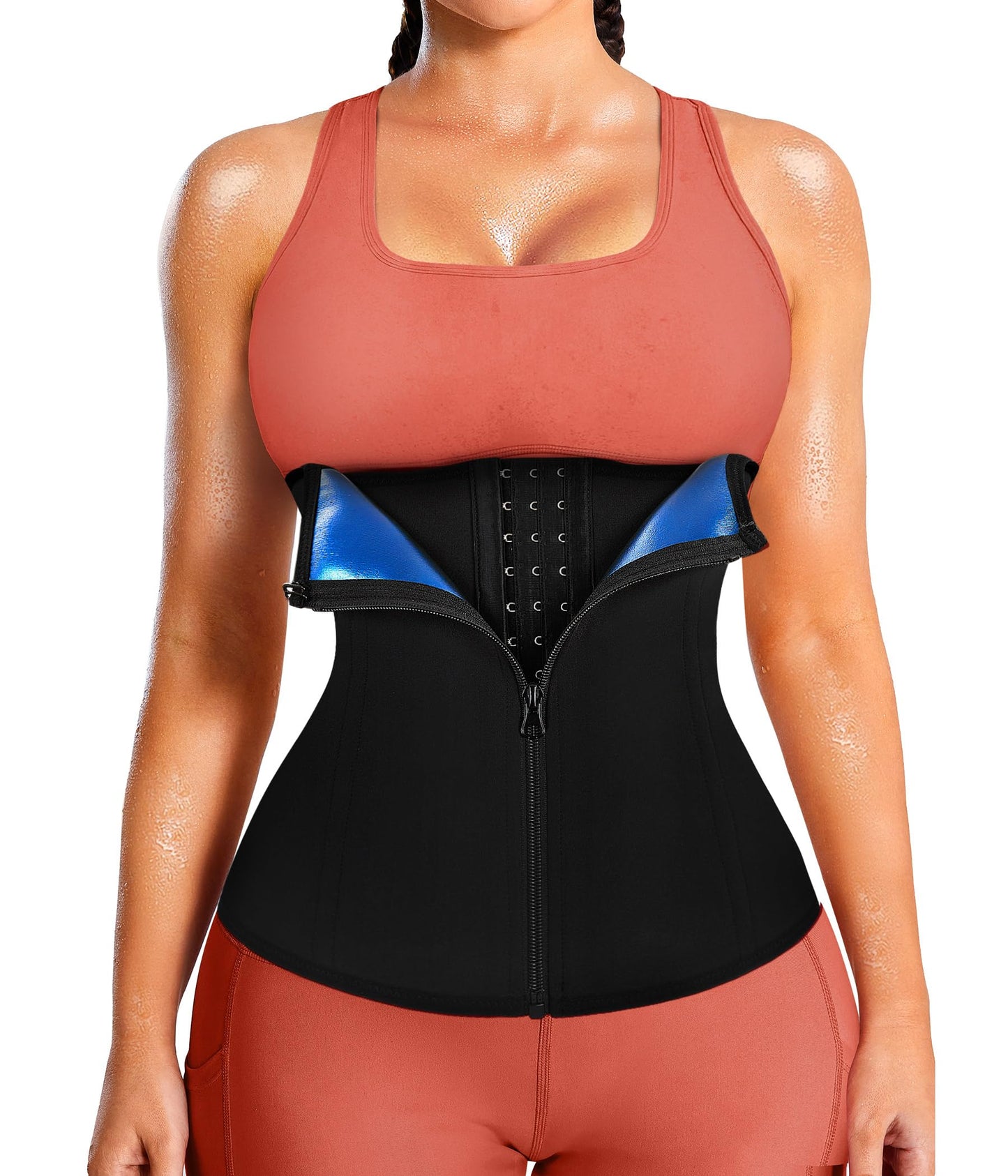 LEINIDINA Womens Waist Trainer Corset with Zipper Sweat Waist Trimmer for Women Workout Belt Corset Shapewear