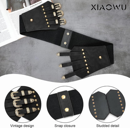 Renaissance Corset Belt for Women Wide Leather Waist Belt for Dresses and Costumes