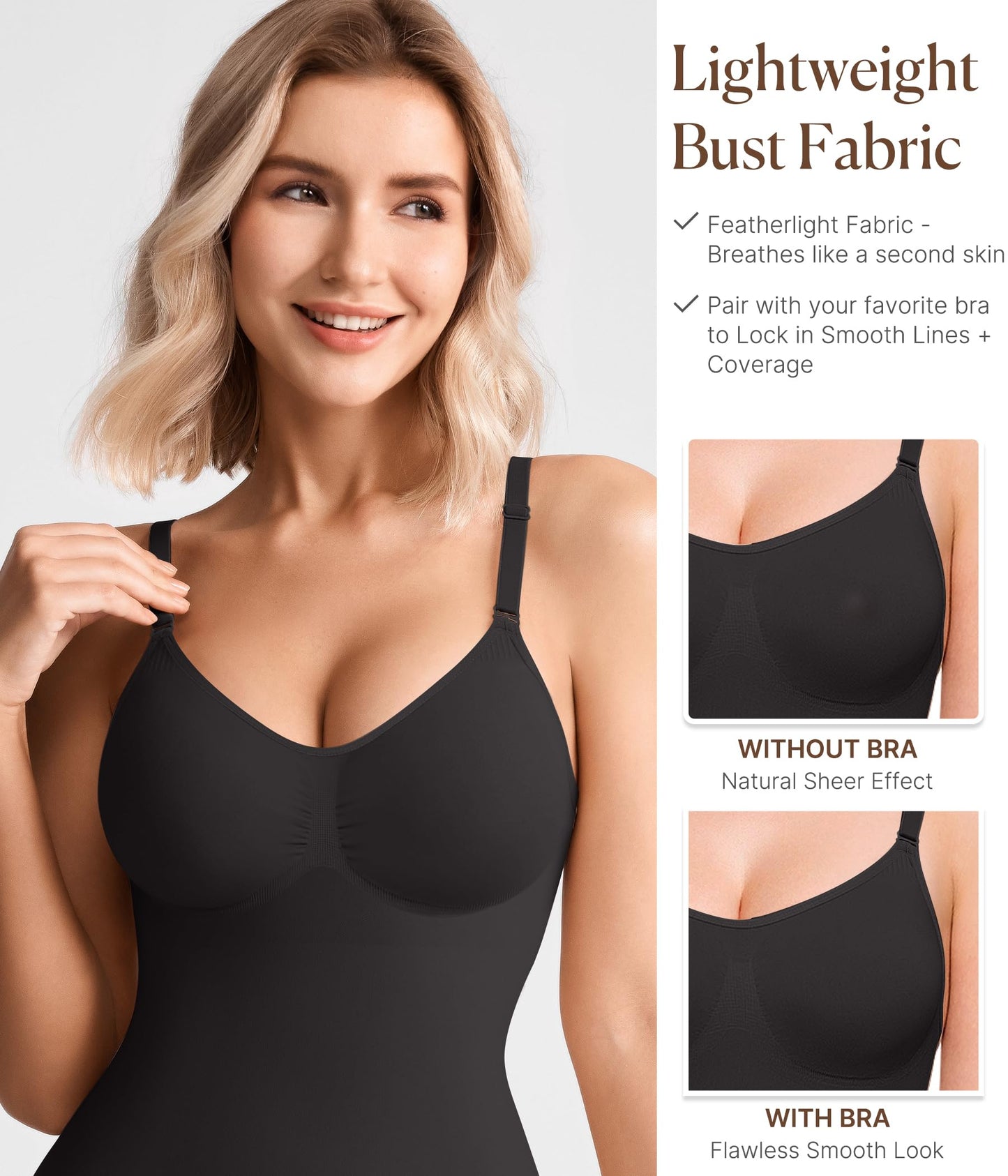 BRABIC Tummy Control Shapewear for Women Seamless Shapewear Bodysuit Body Shaper Waist Trainer Snatched Body Suit