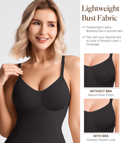 BRABIC Tummy Control Shapewear for Women Seamless Shapewear Bodysuit Body Shaper Waist Trainer Snatched Body Suit