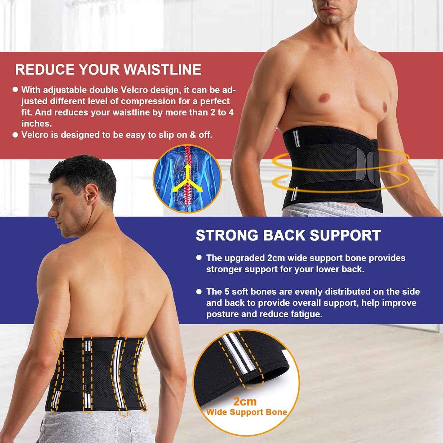 Men Waist Trainer Trimmer Tummy Control Compression Shapewear Body Shaper Sweat Belt