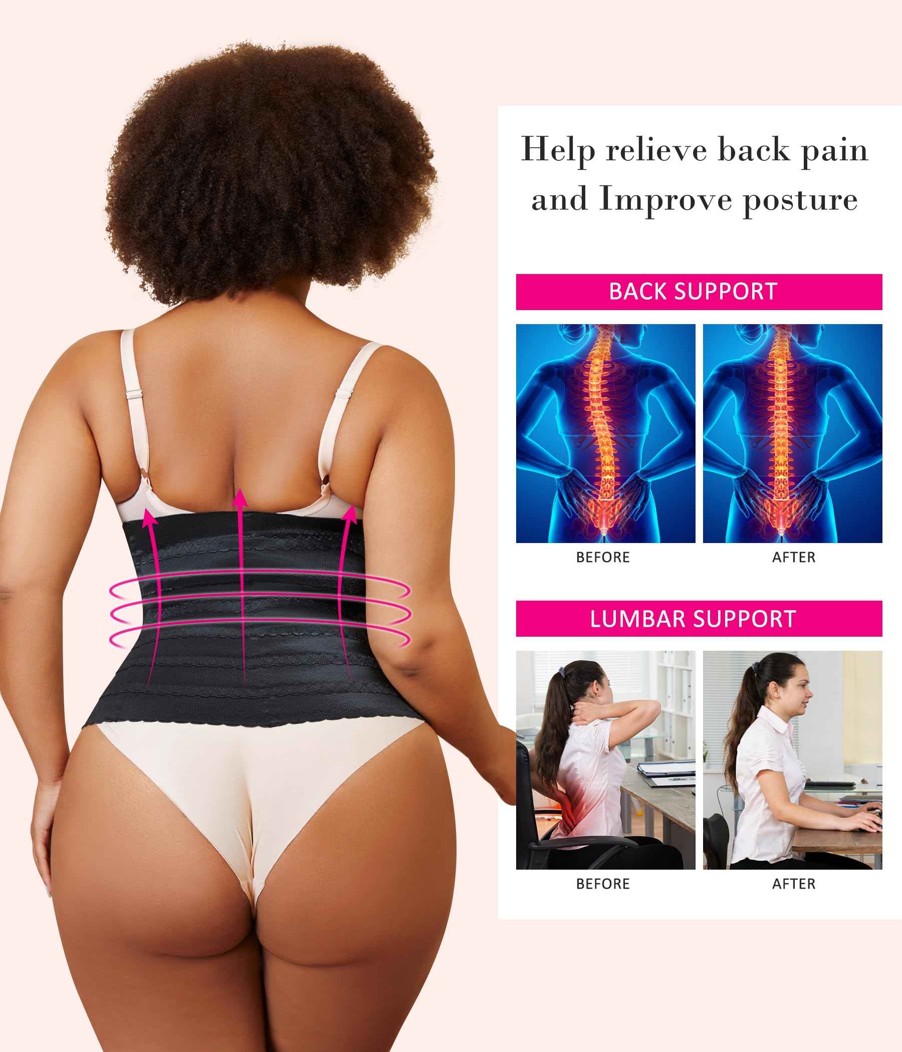 Nebility Waist Cincher Shapewear Tummy Control Plus Size Waist Trainers for Women Belly Trimmer Body Shaper Corset Girdle