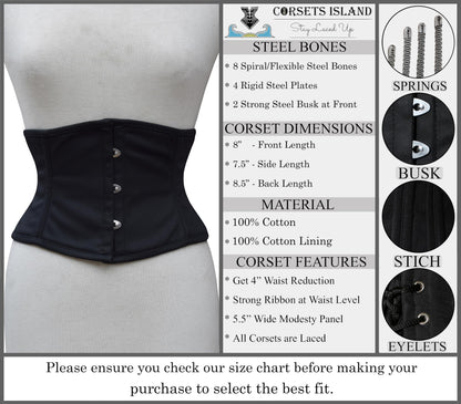 Women's Underbust Waist Training Steel Boned Corsets Heavy Duty Womens Corsets