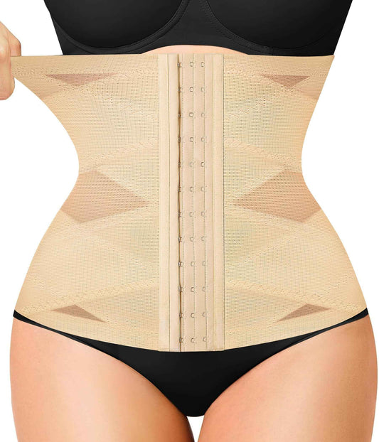 LODAY Waist Trainer for Women Corset Shapewear Tummy Control Body Shaper Cross Mesh Waist Cincher Postpartum Girdle