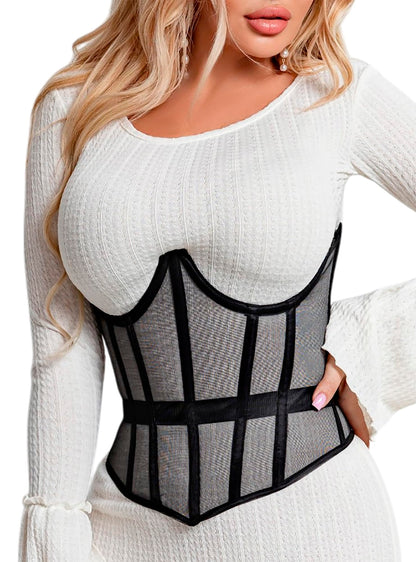 Mesh Corset Waist Trainer for Women - Underbust Corset Lace Up - Waist Cincher Shapewear - Body Shaper