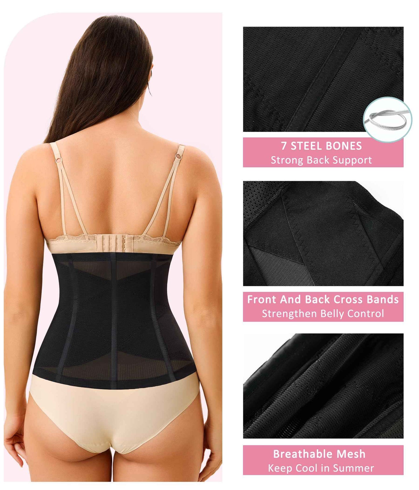 LODAY Waist Trainer for Women Corset Shapewear Tummy Control Body Shaper Cross Mesh Waist Cincher Postpartum Girdle