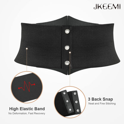 Women Corset Belt Metal O-Ring Heart-Ring Wide Elastic Waspie Waist Belt for Daily Cosplay Halloween Costumes
