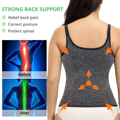 YADIFEN Waist Trainer Vest for Women,Zipper Corset Body Shaper for Tummy Control Neoprene Cincher Tank Top with Straps