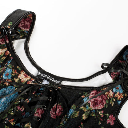 Scarlet Darkness Corset Tops for Women Renaissance Corset Floral Lace Up Bodyshaper Bustier