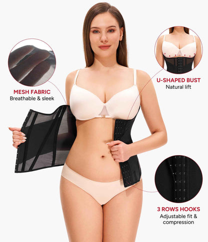 Nebility Waist Trainer for Women Corset Shapewear - Mesh Faja Body Shaper Waist Cincher Tummy Control Girdle Daily Wear