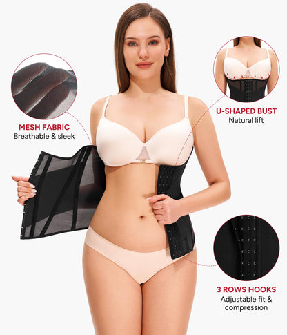 Nebility Waist Trainer for Women Corset Shapewear - Mesh Faja Body Shaper Waist Cincher Tummy Control Girdle Daily Wear
