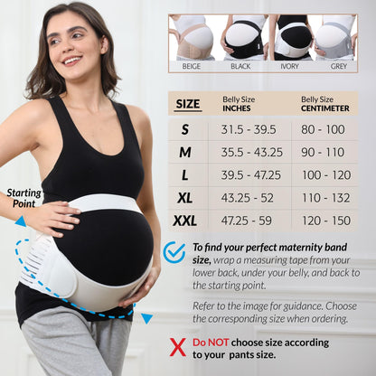 NeoTech Care Pregnancy Support Maternity Belt, Waist/Back/Abdomen Band, Belly Brace (Size M, Black Color)