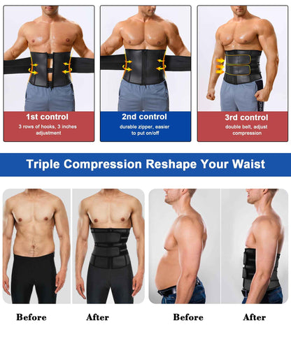 Waist Trainer Trimmer for Men Tummy Control Shapewear Neoprene Sweat Belt Slimming Body Shaper