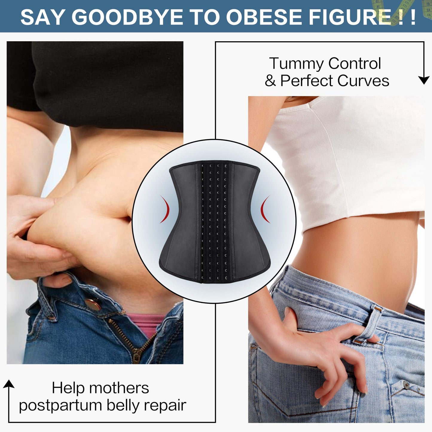 YIANNA Waist Trainer for Women Latex Underbust Waist Corsets Cincher Hourglass Body Shaper 4 Hooks