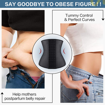 YIANNA Waist Trainer for Women Latex Underbust Waist Corsets Cincher Hourglass Body Shaper 4 Hooks