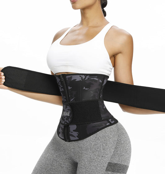 ANGOOL Neopren Waist Trainer for Women,Workout Plus Size Trimmer Belt Sauna Sweat Corset Cincher with Zipper