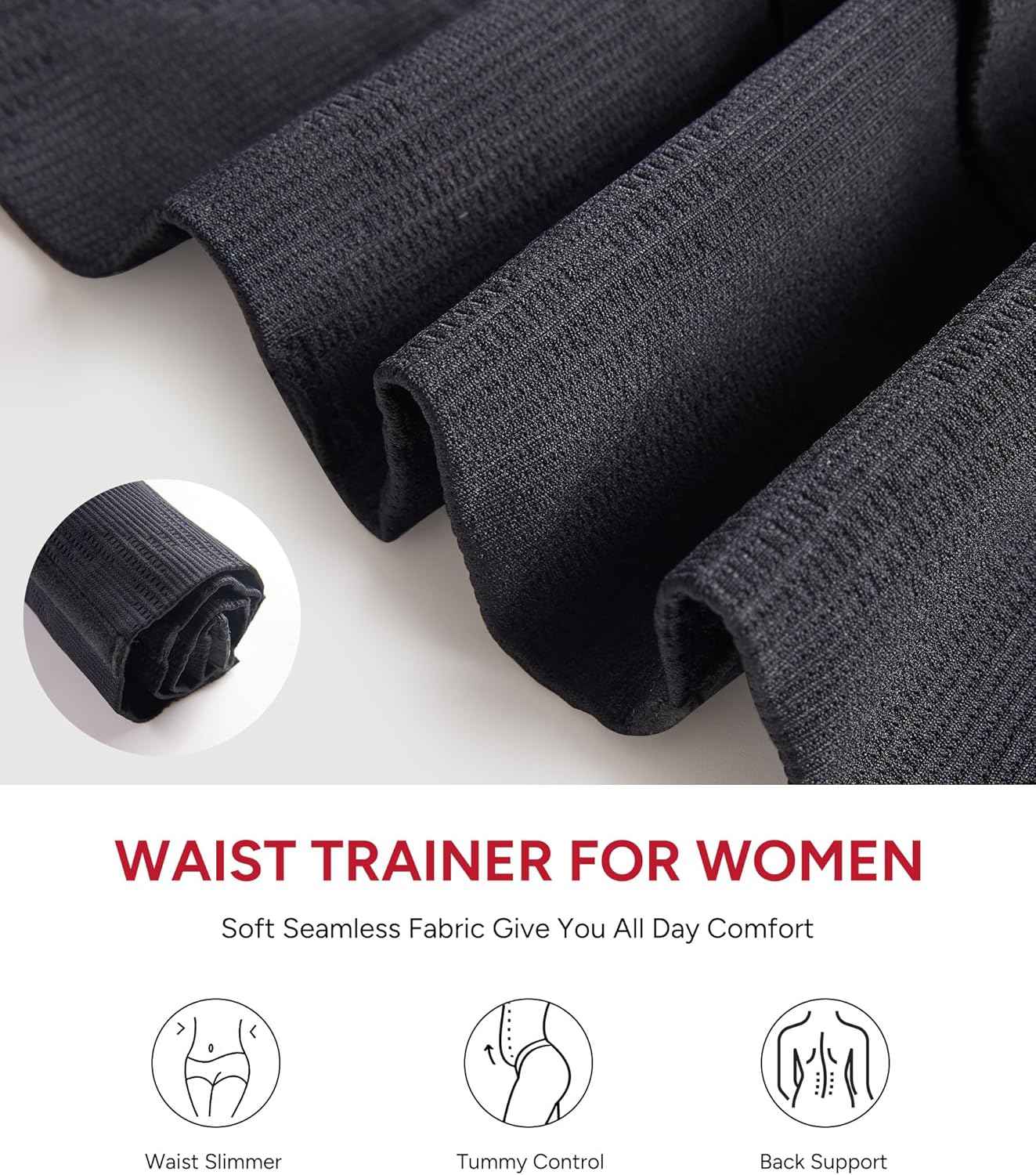 Nebility Waist Trainer for Women Seamless Corset Shapewear Tummy Control Segmented Waist Cincher Faja Body Shaper with Adjustable Strap(Black,Medium)