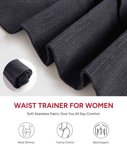 Nebility Waist Trainer for Women Seamless Corset Shapewear Tummy Control Segmented Waist Cincher Faja Body Shaper with Adjustable Strap(Black,Medium)