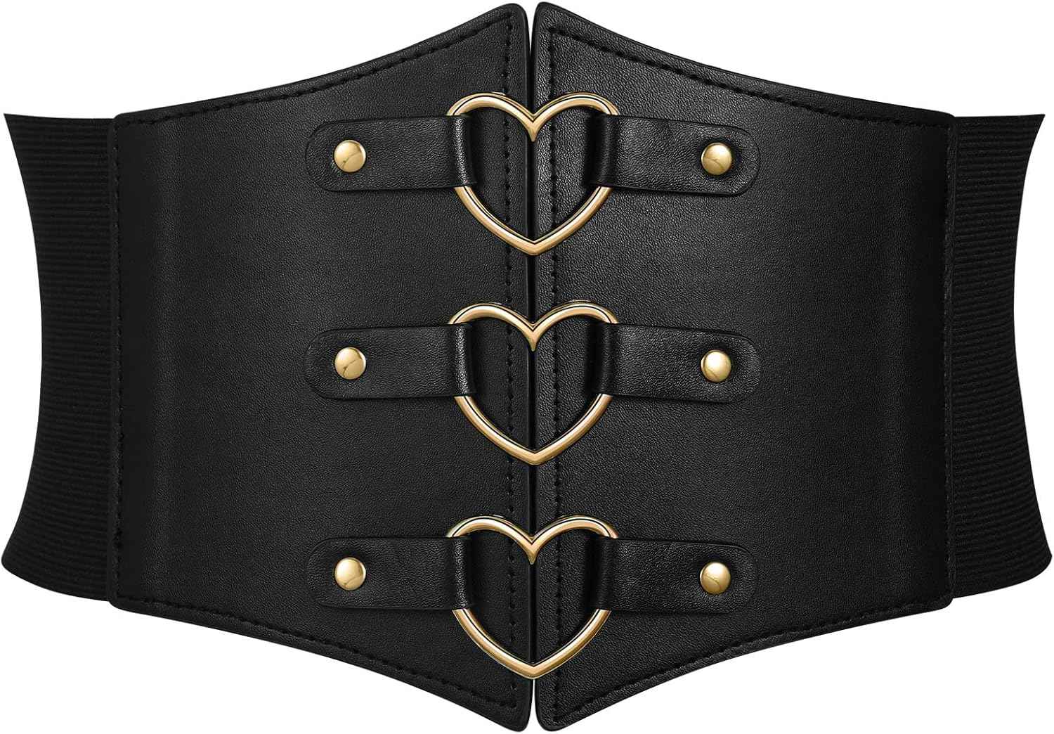 Women Corset Belt Metal O-Ring Heart-Ring Wide Elastic Waspie Waist Belt for Daily Cosplay Halloween Costumes