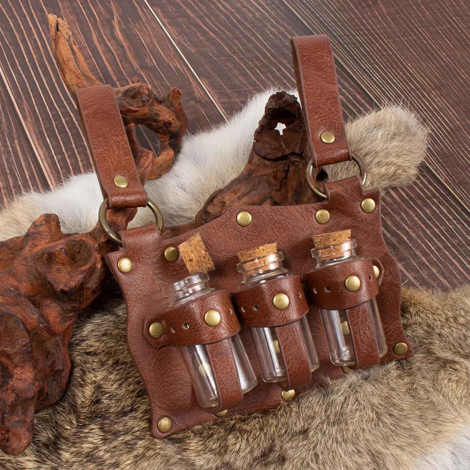 SUMGOGO 5PCS Renaissance Costume Corset Belt Pouch Potion Bottle Vila Sword Frog Hook Medieval Festival Halloween Accessory