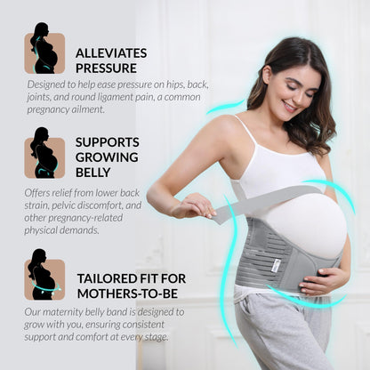 NeoTech Care Pregnancy Support Maternity Belt, Waist/Back/Abdomen Band, Belly Brace (Size M, Black Color)