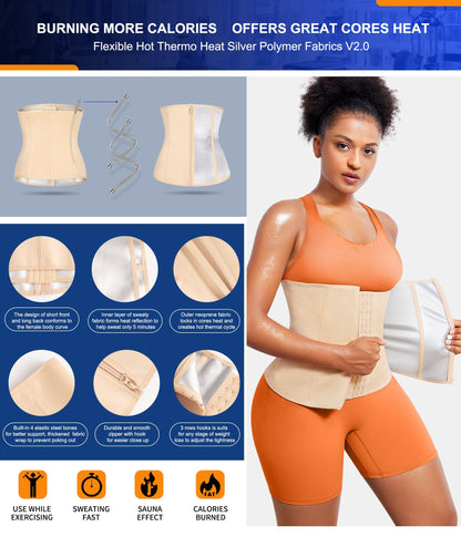 TrainingGirl Waist Trainer for Women Lower Belly Waist Trimmer Corset Tummy Wrap Workout Sweat Belt Band Sports Sauna Suit