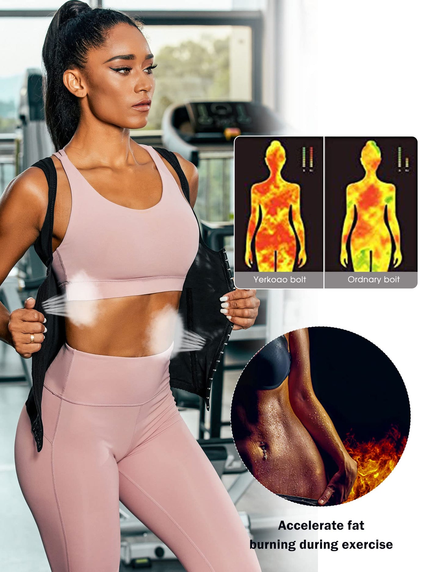 Ekouaer Women's Underbust Corset Waist Trainer Cincher Steel Boned Body Shaper Tummy Fat Burner S-4XL