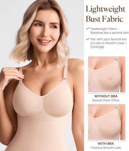 BRABIC Tummy Control Shapewear for Women Seamless Shapewear Bodysuit Body Shaper Waist Trainer Snatched Body Suit