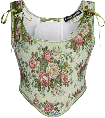Scarlet Darkness Corset Tops for Women Renaissance Floral Overbust Boned Bustier Bodice