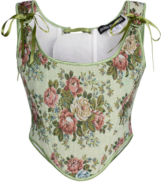 Scarlet Darkness Corset Tops for Women Renaissance Floral Overbust Boned Bustier Bodice