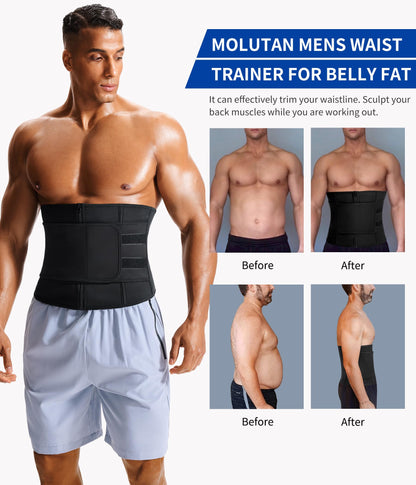 Men Waist Trainer Trimmer for Weight Loss Tummy Control Compression Shapewear Sweat Belt Body Shaper