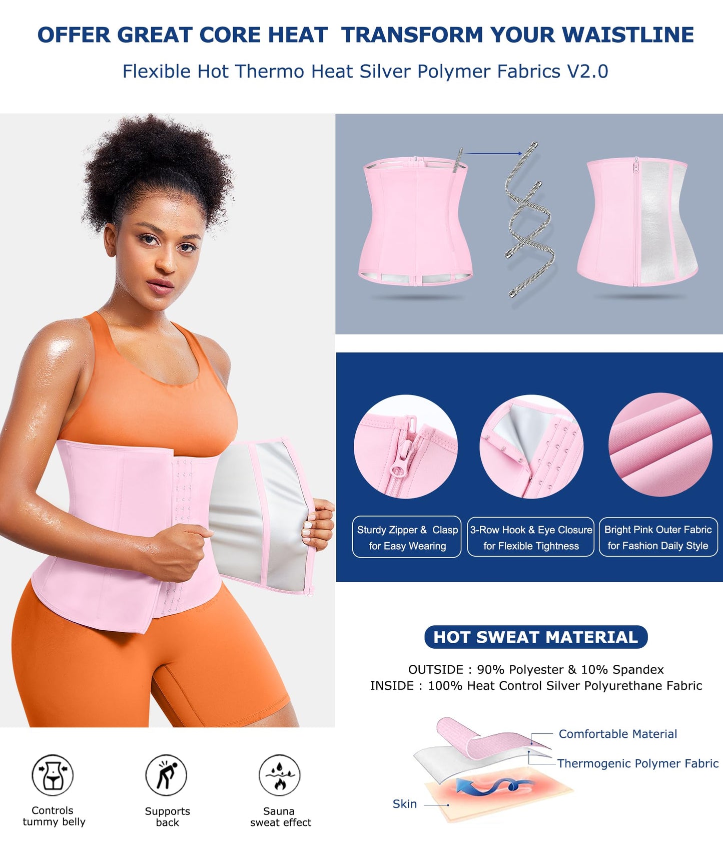 TrainingGirl Waist Trainer for Women Lower Belly Waist Trimmer Corset Tummy Wrap Workout Sweat Belt Band Sports Sauna Suit