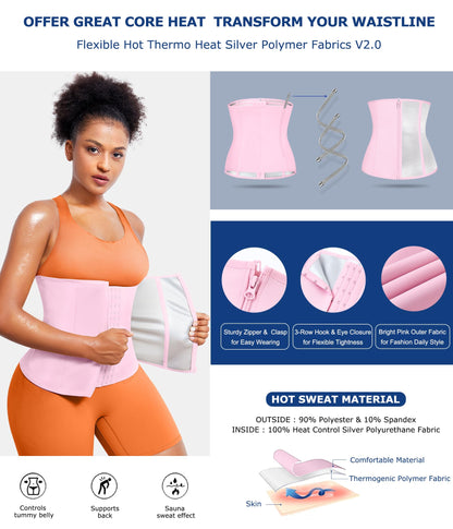 TrainingGirl Waist Trainer for Women Lower Belly Waist Trimmer Corset Tummy Wrap Workout Sweat Belt Band Sports Sauna Suit