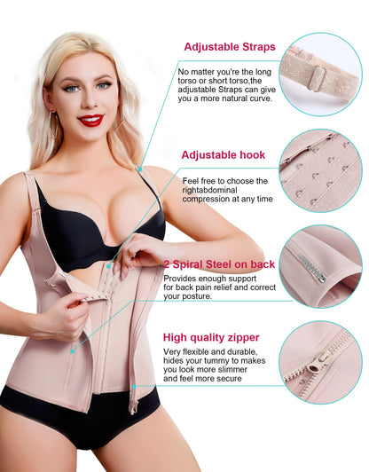 LODAY Waist Trainer Corset for Women Tummy Control Sport Workout Body Shaper Black