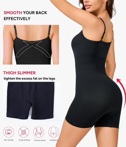 Nebility Shapewear Waist Trainer Bodysuits Women Clothing Tummy Control Seamless Full Body Shaper Square Neck Jumpsuits Top
