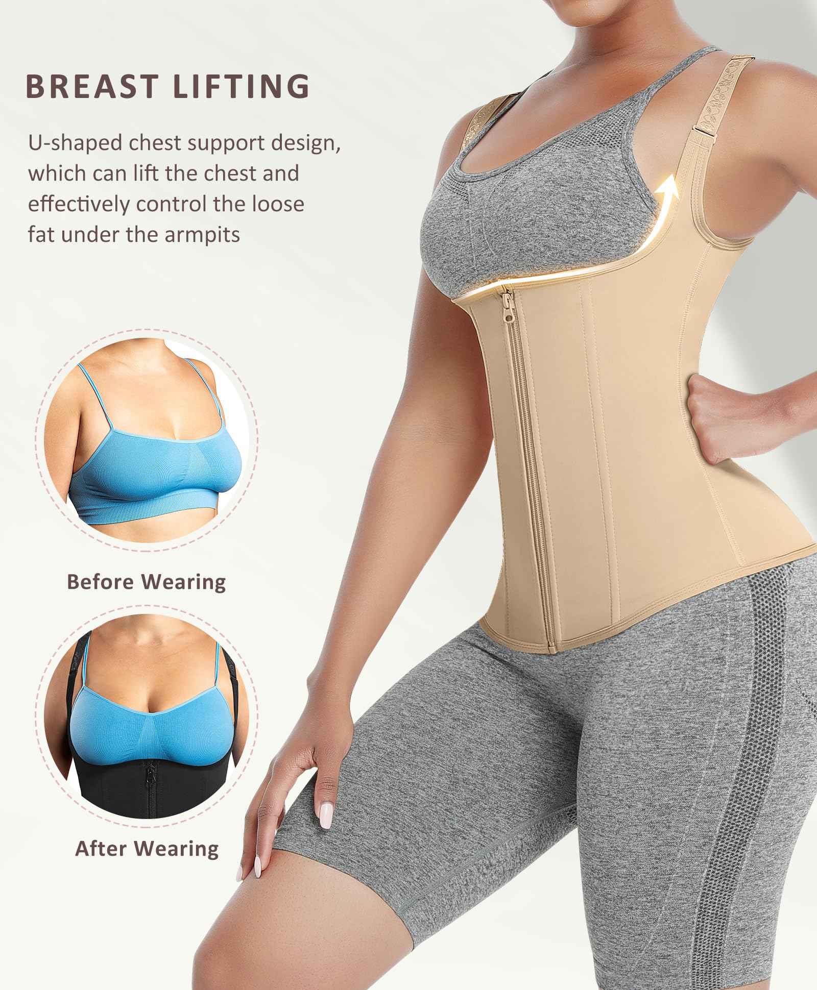 FeelinGirl Waist Trainer Vest for Women Tummy Control Corset Shapewear with Steel Bones Cincher Tank Top Girdle