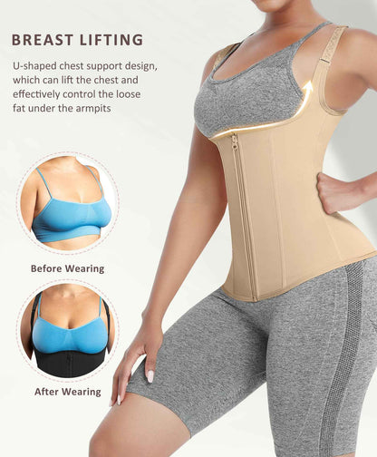 FeelinGirl Waist Trainer Vest for Women Tummy Control Corset Shapewear with Steel Bones Cincher Tank Top Girdle