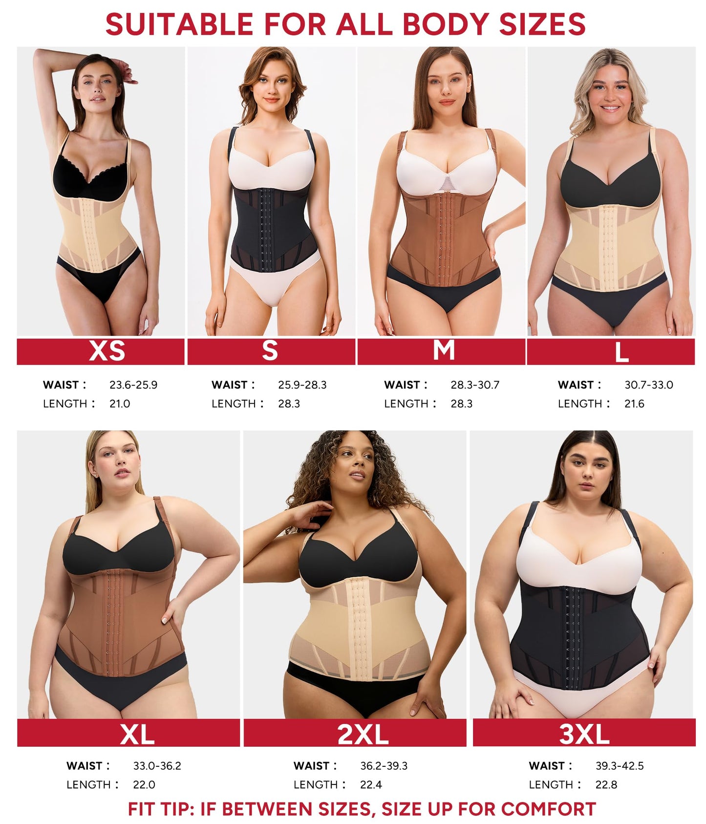 Nebility Waist Trainer for Women Corset Shapewear Tummy Control Body Shaper Top Waist Cincher Girdle with Adjustable Straps