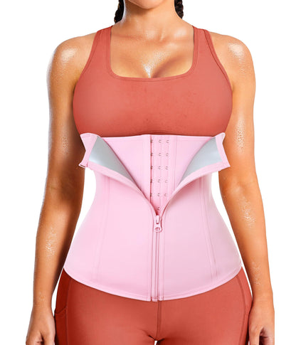 LEINIDINA Womens Waist Trainer Corset with Zipper Sweat Waist Trimmer for Women Workout Belt Corset Shapewear