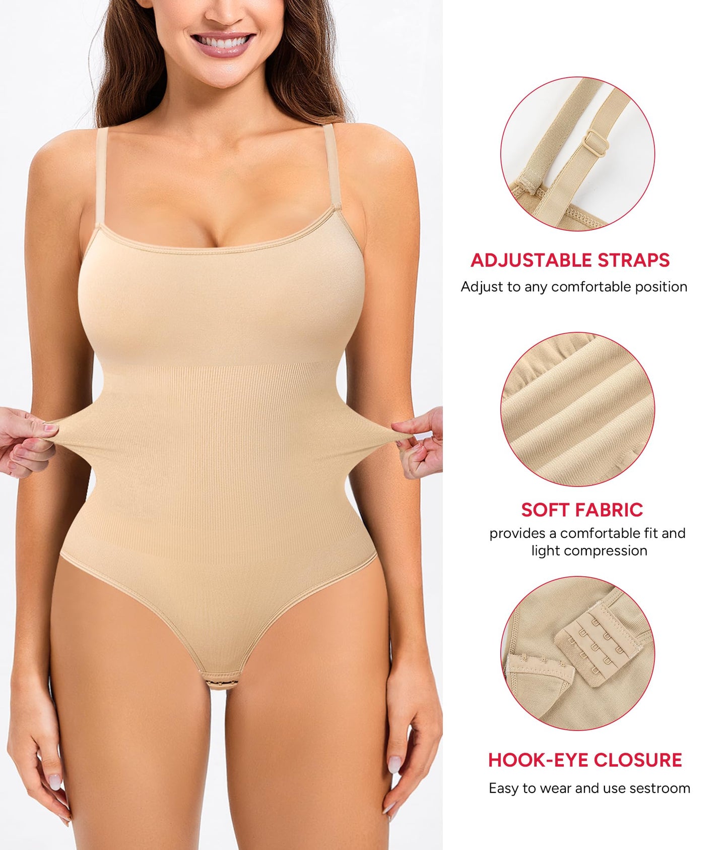 Nebility Shapewear Waist Trainer Bodysuits Women Clothing Tummy Control Seamless Full Body Shaper Square Neck Jumpsuits Top