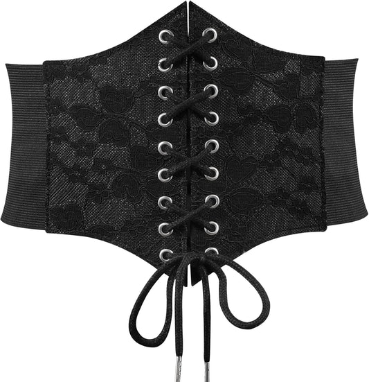 JASGOOD Women’s Elastic Costume Waist Belt Lace-up Tied Waspie Corset Belts for Women