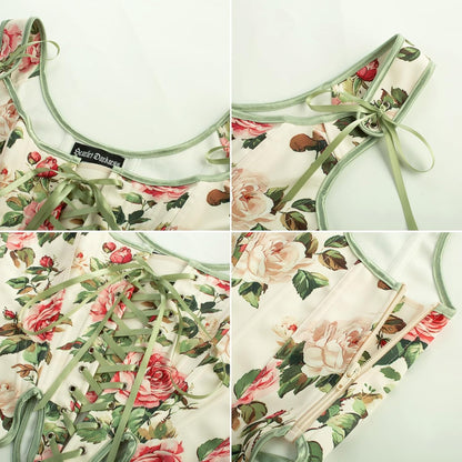 Scarlet Darkness Corset Tops for Women Renaissance Corset Floral Lace Up Bodyshaper Bustier