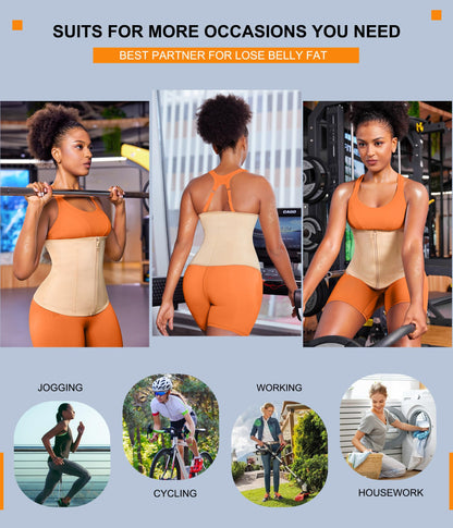 TrainingGirl Waist Trainer for Women Lower Belly Waist Trimmer Corset Tummy Wrap Workout Sweat Belt Band Sports Sauna Suit