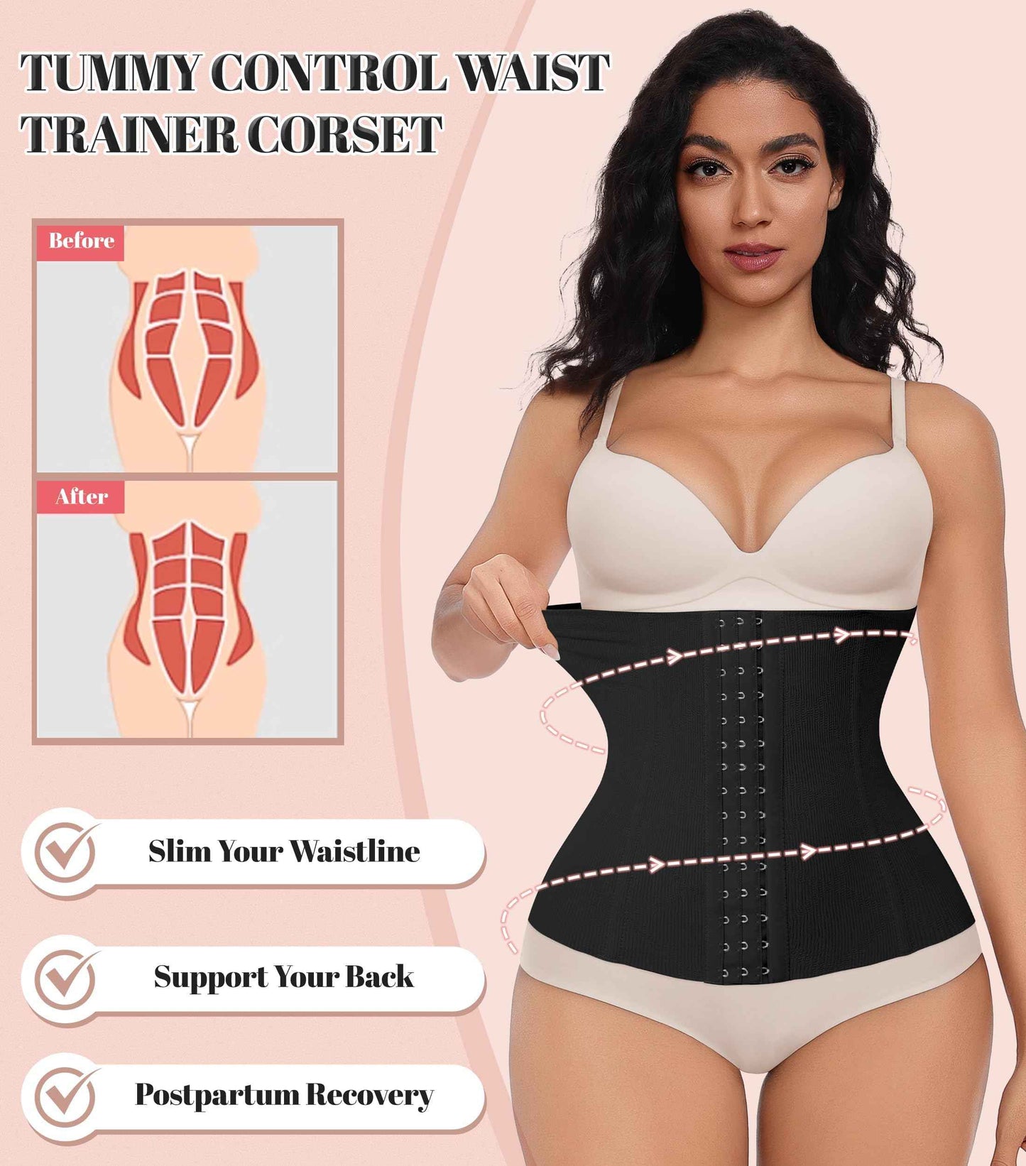 EUYZOU Womens Waist Trainer Corset Postpartum Fajas Tummy Control Girdle Shapewear Waist Cincher