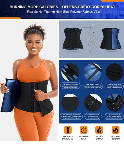 TrainingGirl Waist Trainer for Women Lower Belly Waist Trimmer Corset Tummy Wrap Workout Sweat Belt Band Sports Sauna Suit