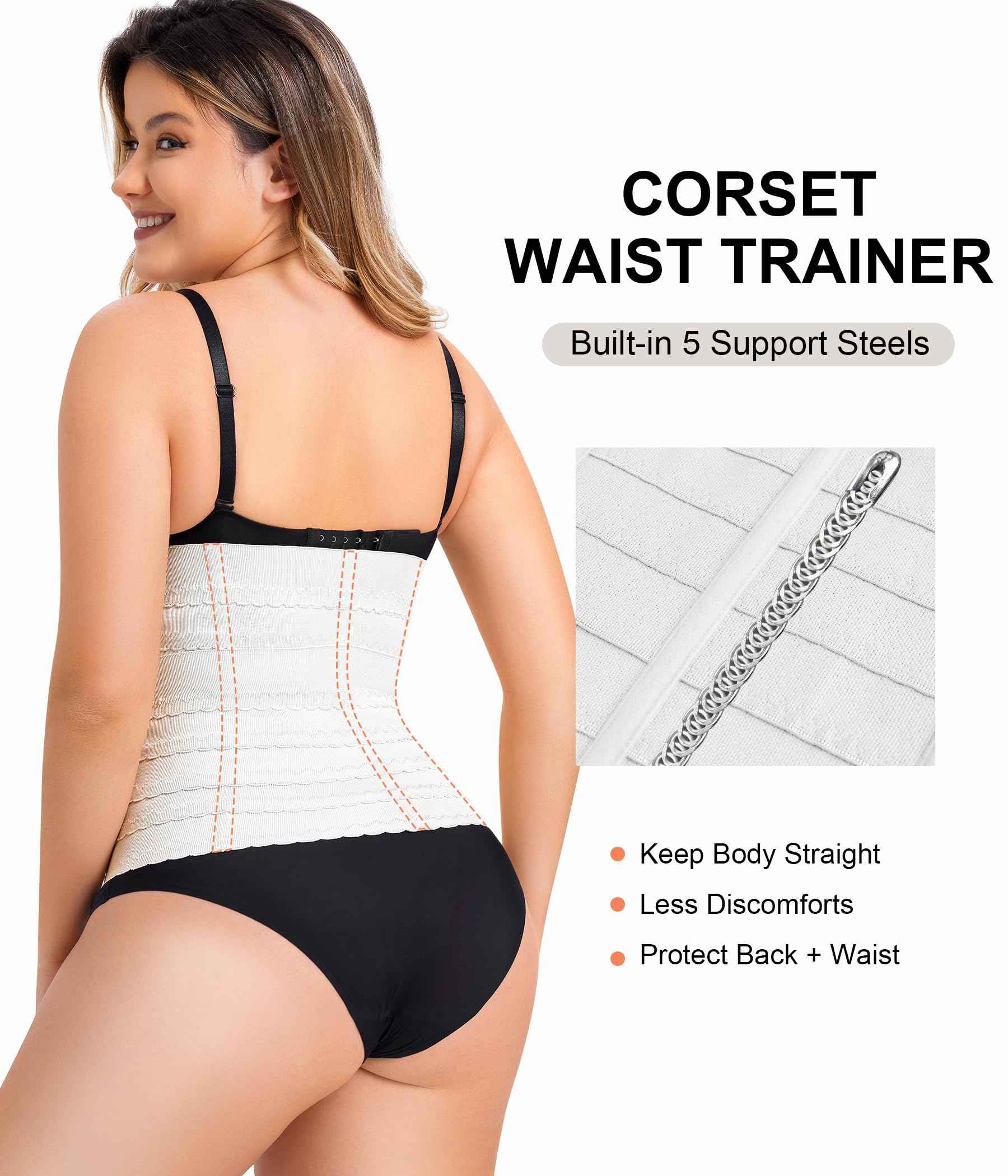 QACIVIQ Segmented Waist Trainer for Women Waist Cincher Shapewear for Women Tummy Control Workout Body Shaper Girdle