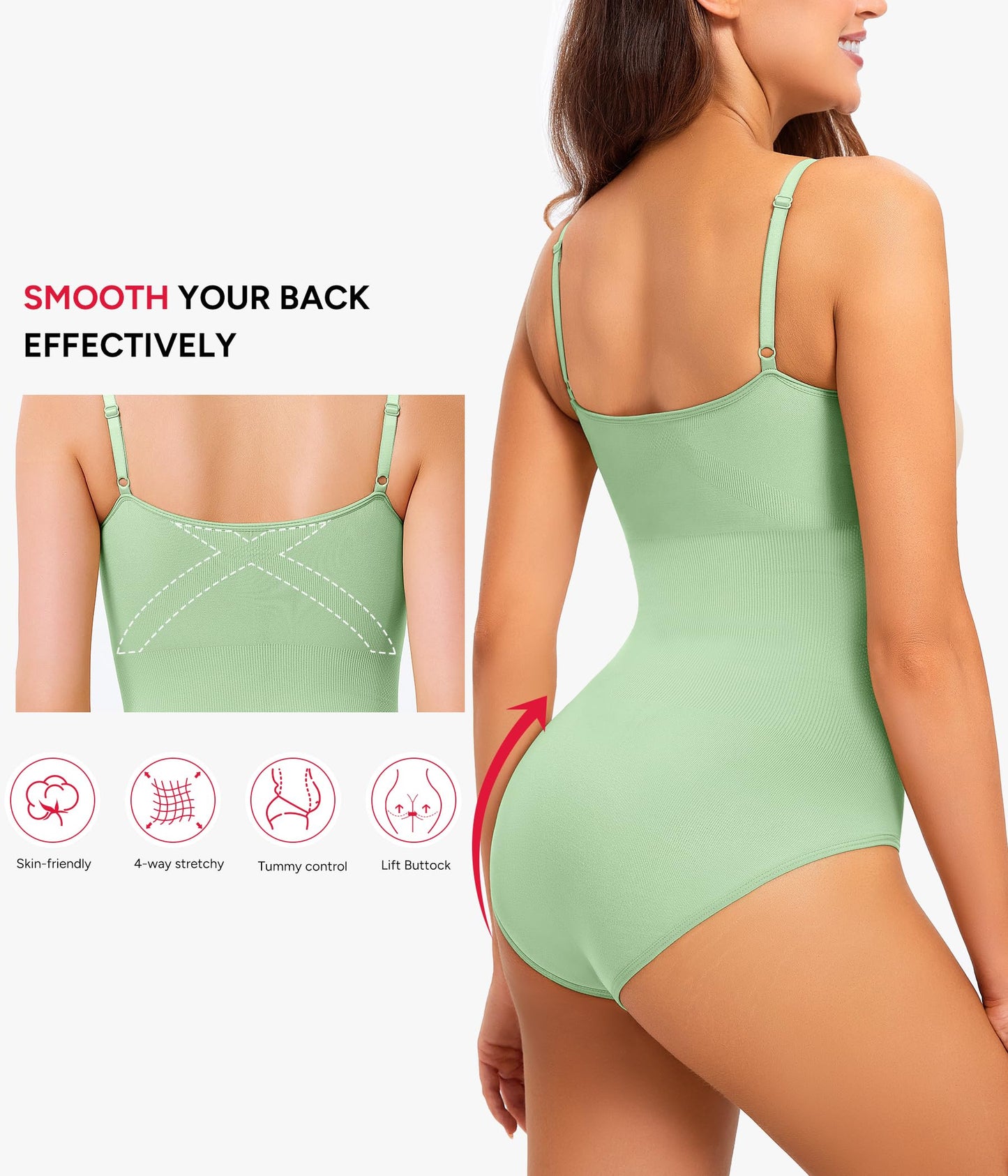 Nebility Shapewear Waist Trainer Bodysuits Women Clothing Tummy Control Seamless Full Body Shaper Square Neck Jumpsuits Top