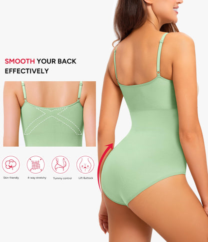 Nebility Shapewear Waist Trainer Bodysuits Women Clothing Tummy Control Seamless Full Body Shaper Square Neck Jumpsuits Top